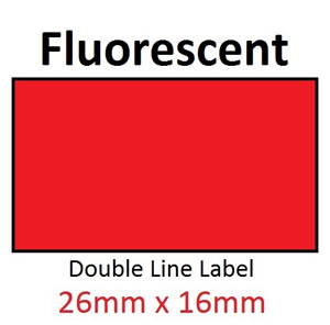 Price Gun Labels Double Line - 26mm x 16mm Fluorescent Red - 10 Rolls